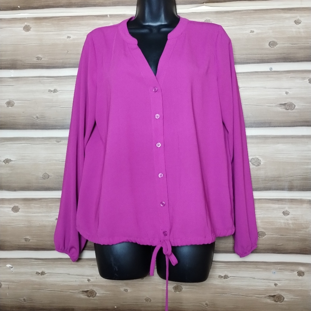 5/$25 APT.9 women purple long slevee crop top blouse size small
